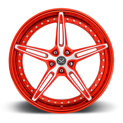 Ferrari 22 &quot;Alaşım Araba Jantları İçin Özelleştirilmiş Kırmızı 3 Parça Dövme Jantlar