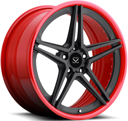 21 inç 9.5J Ferrari 458 Speciale Kırmızı Parlak Siyah Dövme Tekerlekler için Özelleştirilmiş 2-PC Alaşımlı Jantlar