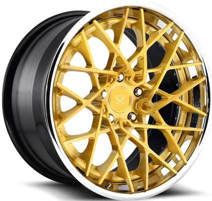 F12 Berlinetta 3PC Dövme Alüminyum Alaşımlı Jantlar Cilalı Dudak 21x9.5 22x12.5 Altın Yüz