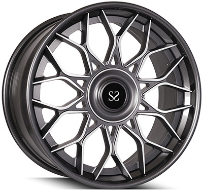 Gri İşlenmiş Yüz 3PC Dövme Tekerlekler Tesla Modeli 90mm İçin Özel 22 inç Jantlar