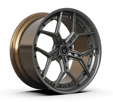 5X112 2 Parça Dövme Jantlar Merkez Fırçalanmış Metal Parlak Bronz BMW X6 M Jantlar 20 İnç