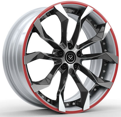 1995 Camaro Z28 Özel 2 Parçalı Dövme Jantlar 18x9 ve 18x11, Parlak Siyah, Beyaz Yüz, Kırmızı Halka