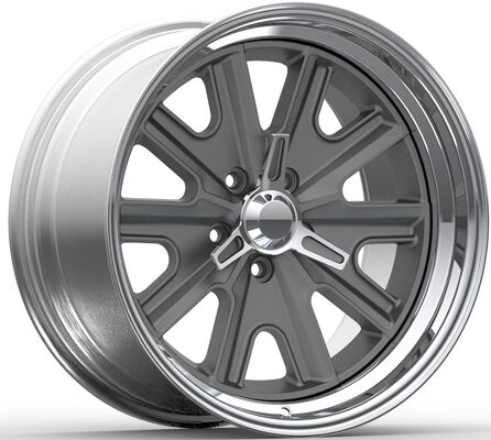 Mustang için 18x7.0 ve 18x9.5 lip ve gri disk 3 parça dövme tekerlekleri.