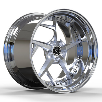Yüz Fırçalanmış Kaplama Spoke Krom Jantlar 2 Parça 18x7 19x12 Sentetik Alaşımlı Mustang Jantlar