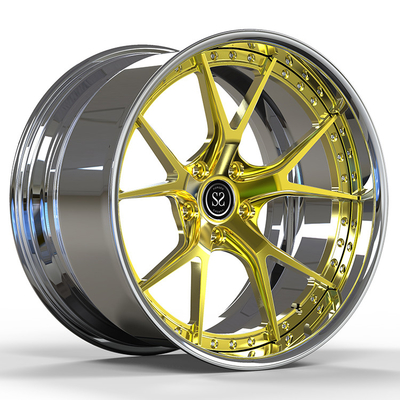Ford Charge 5x115 2-PC 6061-T6 Alüminyum Jantlara Uygun Cilalı Namlu+Altın Disk 19 ve 20 inç