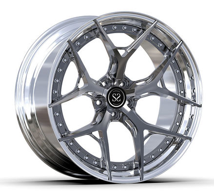 Özel 6061-T6 Alaşım Jantlar 2-PC Cilalı Namlu + Tabanca Metal Disk 5x112 20 21 inç Audi RS5 B5'e Uygun